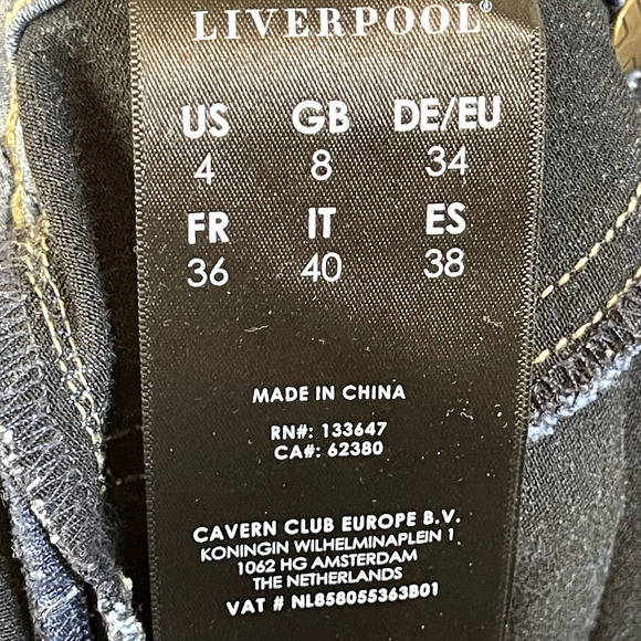 Liverpool Womens High-Rise Ankle Skinny Jeans Medium Wash Blue Denim Size 4 - Picture 6 of 6